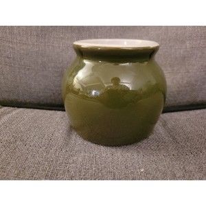 HALL Green Crock Bowl Restaurant Ware USA MCM 3.5" Green Bean